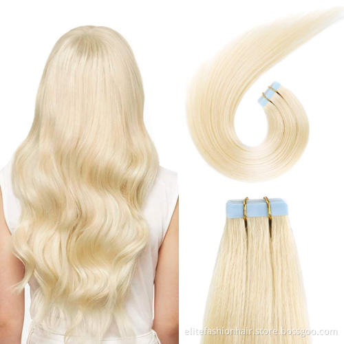 Wholesale High Quality No any split ends 100% Human Hair Invisible Double Drawn Remy Tape In Hair Extensions Tape weft hair